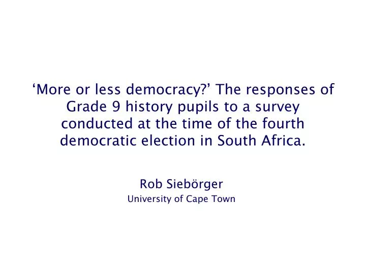rob sieb rger university of cape town