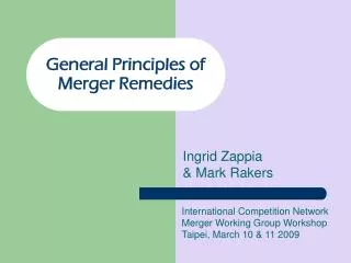 General Principles of Merger Remedies