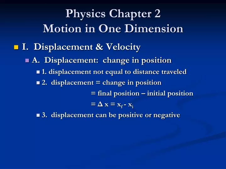 physics chapter 2 motion in one dimension