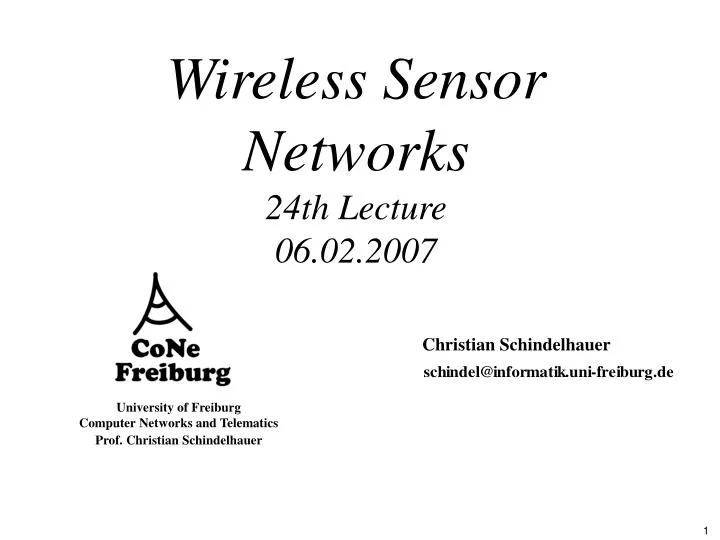 wireless sensor networks 24th lecture 06 02 2007