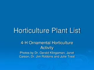 Horticulture Plant List