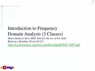 Introduction to Frequency Domain Analysis (3 Classes)
