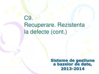 sisteme de gestiune a bazelor de date 2013 2014
