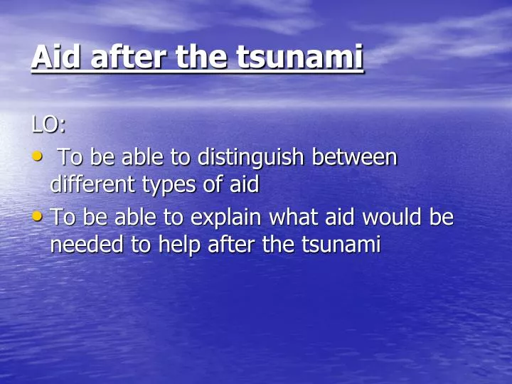 aid after the tsunami