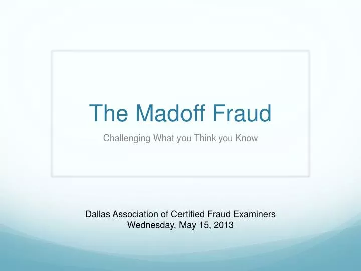 the madoff fraud