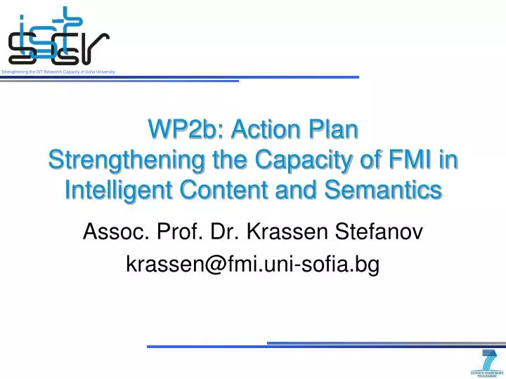 wp2b action plan strengthening the capacity of fmi in intelligent content and semantics