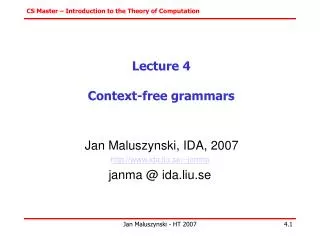 Lecture 4 Context-free grammars
