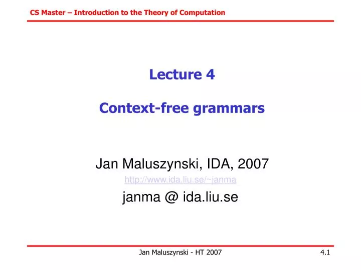 lecture 4 context free grammars