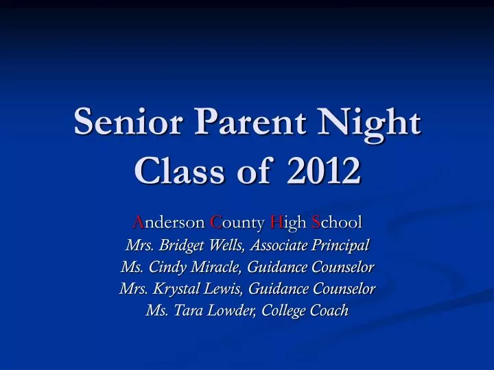 senior parent night class of 2012