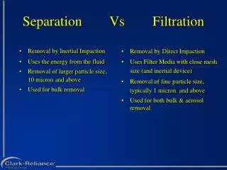 Separation Vs Filtration