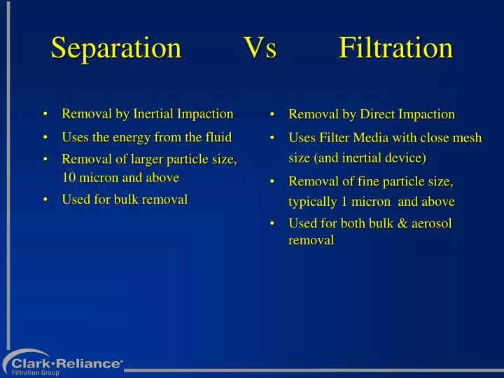 separation vs filtration