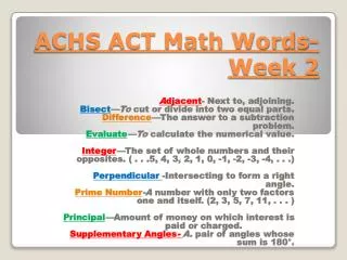 ACHS ACT Math Words-Week 2