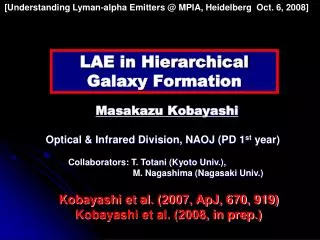 LAE in Hierarchical Galaxy Formation