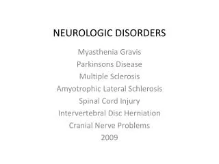 NEUROLOGIC DISORDERS
