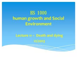 HS 1000 human growth and Social Environment