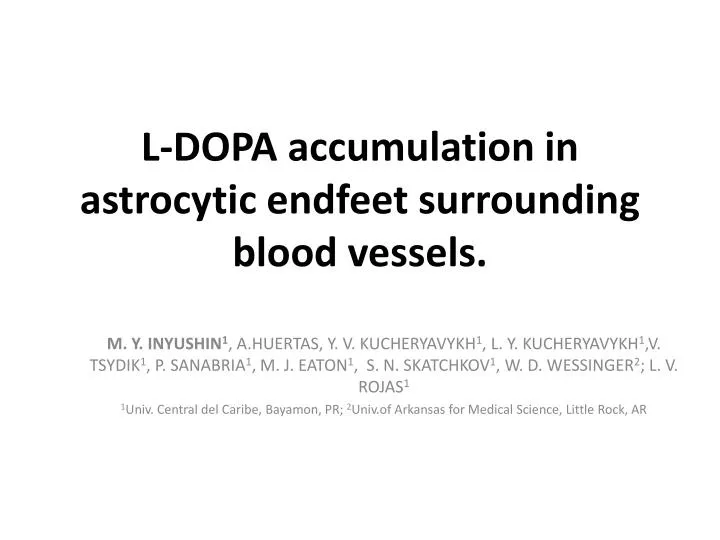l dopa accumulation in astrocytic endfeet surrounding blood vessels