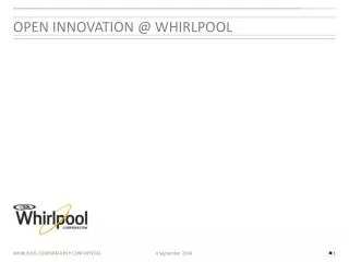 Open Innovation @ Whirlpool