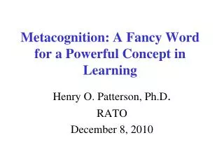 Metacognition: A Fancy Word for a Powerful Concept in Learning