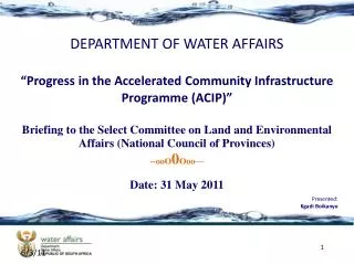 DEPARTMENT OF WATER AFFAIRS