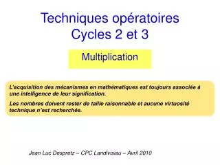 techniques op ratoires cycles 2 et 3