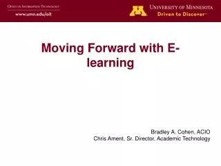 Moving Forward with E-learning