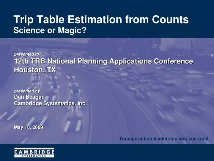 trip table estimation from counts