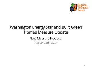 Washington Energy Star and Built Green Homes Measure Update