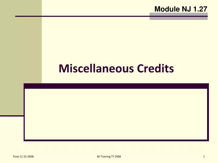 miscellaneous credits