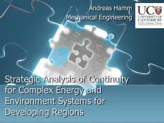 Strategic Analysis of Continuity for Complex Energy and Environment Systems for Developing Regions