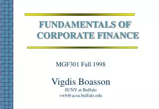 MGF301 Fall 1998 Vigdis Boasson SUNY at Buffalo vwb@acsu.buffalo