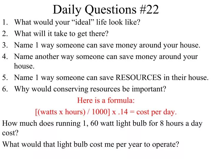 daily questions 22