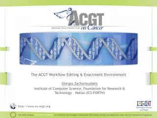 The ACGT Workflow Editing &amp; Enactment Environment