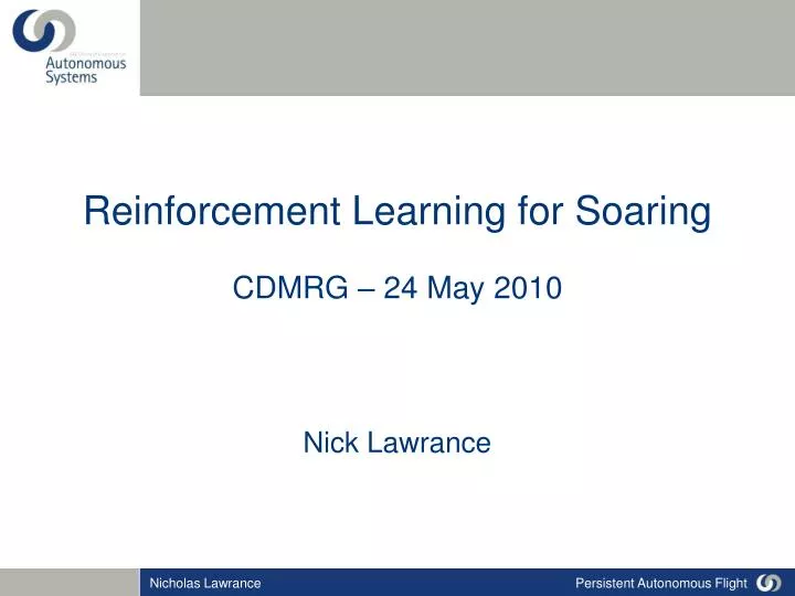reinforcement learning for soaring cdmrg 24 may 2010