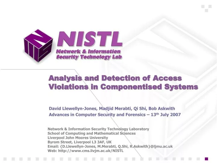 analysis and detection of access violations in componentised systems