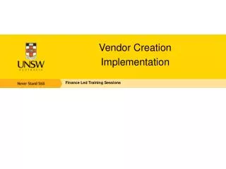 Vendor Creation Implementation