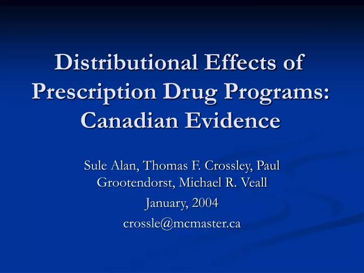 distributional effects of prescription drug programs canadian evidence