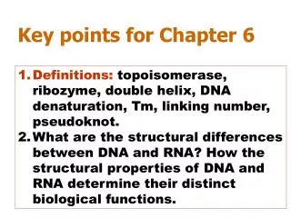 Key points for Chapter 6