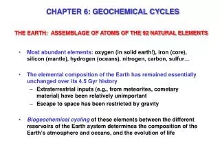 CHAPTER 6: GEOCHEMICAL CYCLES