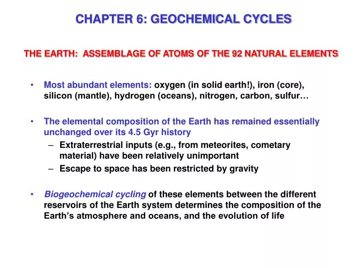 chapter 6 geochemical cycles