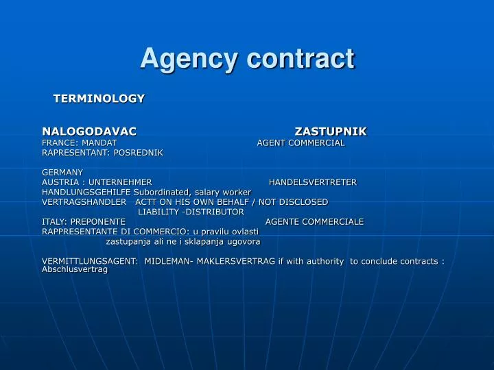 agency contract