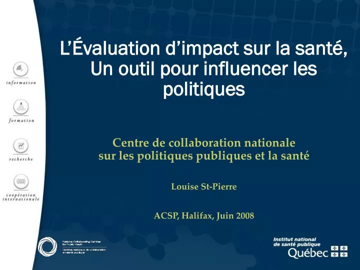 l valuation d impact sur la sant un outil pour influencer les politiques