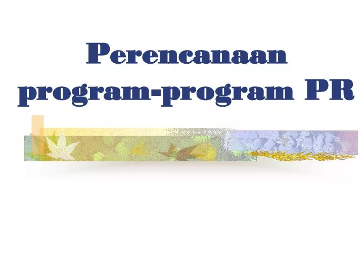 perencanaan program program pr