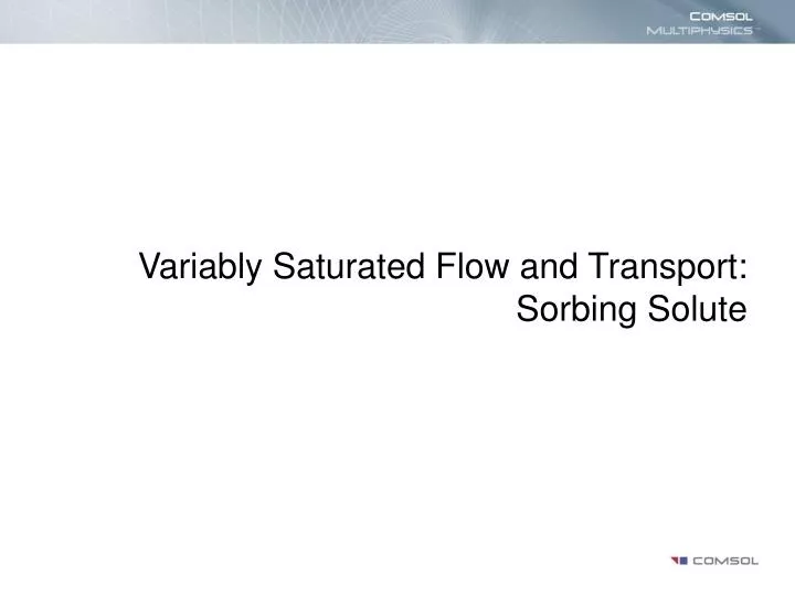 variably saturated flow and transport sorbing solute
