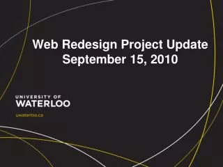 Web Redesign Project Update September 15, 2010