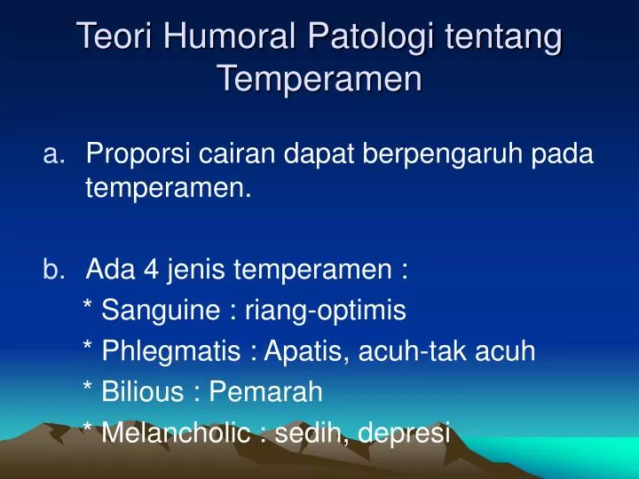 teori humoral patologi tentang temperamen