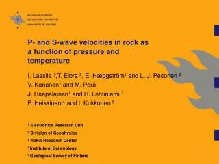 P- and S-wave velocities in rock as a function of pressure and temperature
