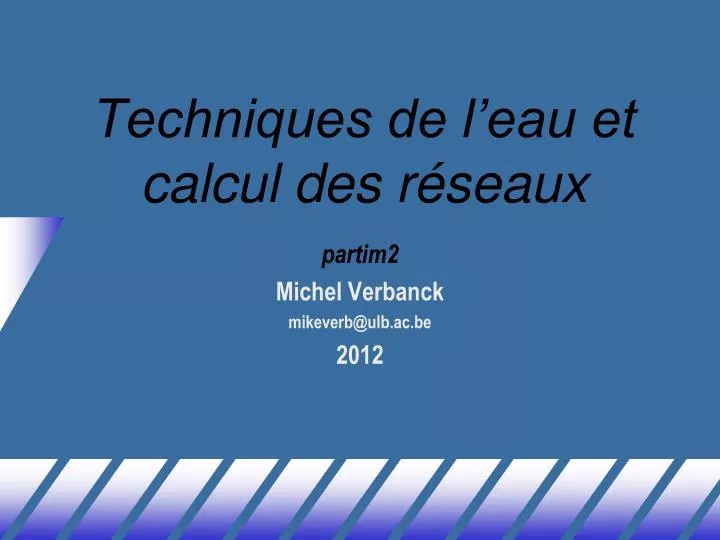 techniques de l eau et calcul des r seaux