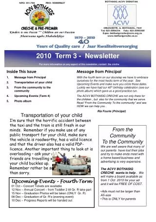 2010 Term 3 - Newsletter