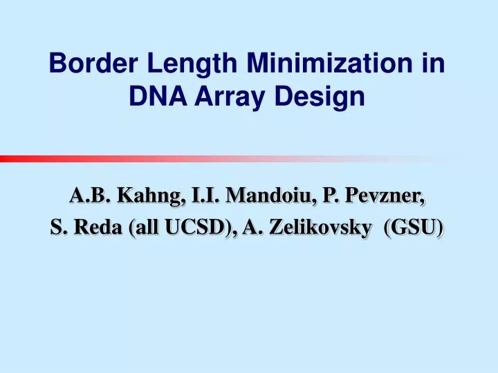 border length minimization in dna array design