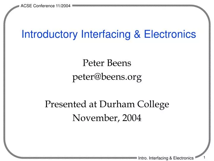 introductory interfacing electronics